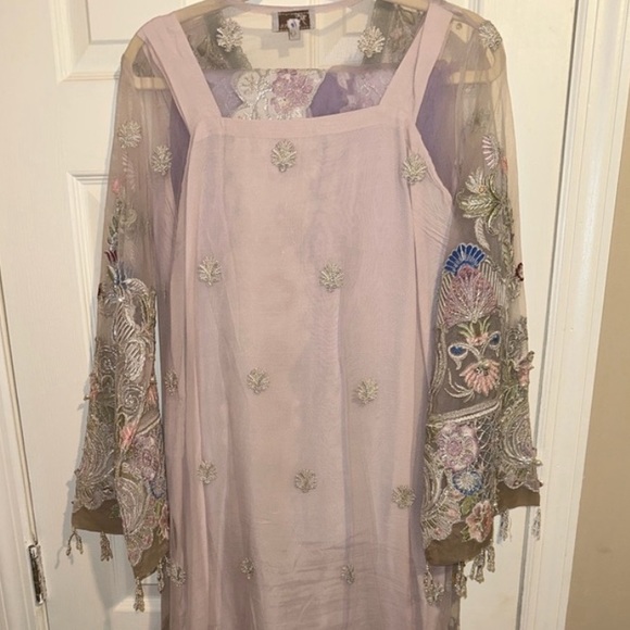 Designer Suffuse 4pc Outfit Kurta Dress Lavender S - Picture 4 of 4